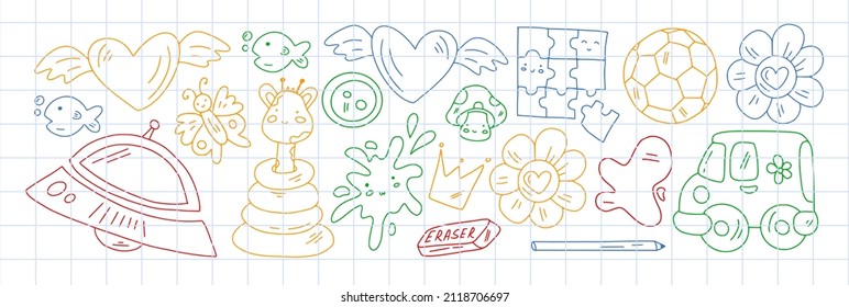 School, preschool, education. Creativity and imagination. Little children online education, e-learning.