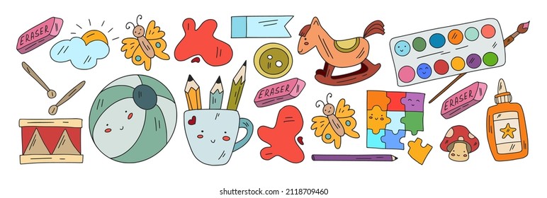 School, preschool, education. Creativity and imagination. Little children online education, e-learning.