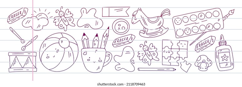 School, preschool, education. Creativity and imagination. Little children online education, e-learning.