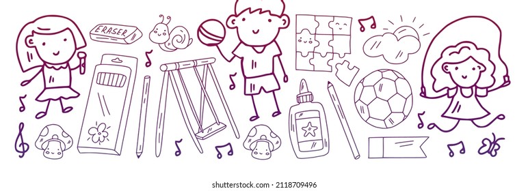 School, preschool, education. Creativity and imagination. Little children online education, e-learning.