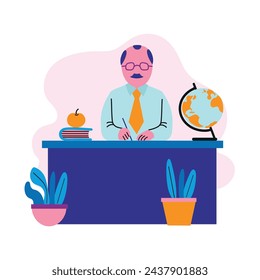 School principal isolated vector illustration