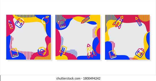 school Profile frame, Back to school, learnning, flat design, vector illustration.