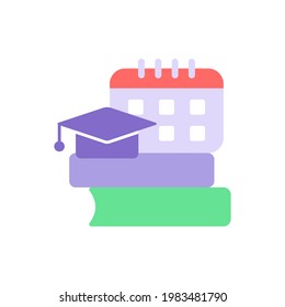 School program schedule vector flat color icon. Education and studying plan. Skill development, learning course week on calender. Cartoon style clip art for mobile app. Isolated RGB illustration