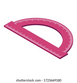 Schulprotraktorsymbol. Isometrisch, schulprotraktor, Vektorsymbol für Webdesign einzeln auf weißem Hintergrund