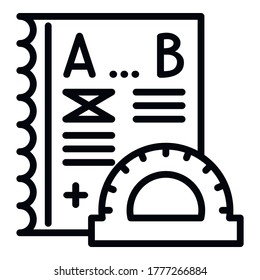 School protractor icon. Outline school protractor vector icon for web design isolated on white background