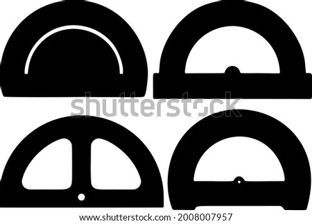 School protractors in a set. Rulers for study.