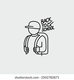 School Pupil With Backpack Vector Line Icon