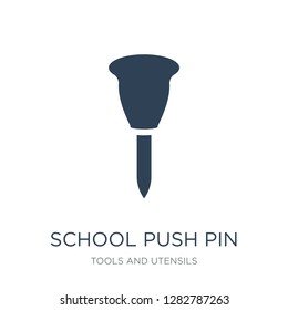 school push pin icon vector on white background, school push pin trendy filled icons from Tools and utensils collection, school push pin vector illustration