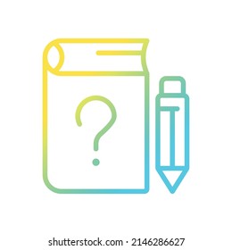 School question gradient linear vector icon. Education program. Solution for student. Test solving process. Thin line color symbol. Modern style pictogram. Vector isolated outline drawing