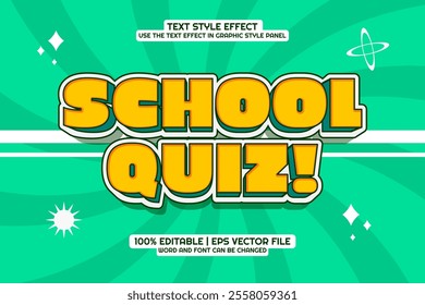 School Quiz Text Effect Editable 3d Cartoon Style