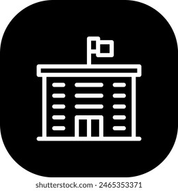 School real estate icon with black filled line outline style. education, school, student, back, study, concept, book. Vector Illustration