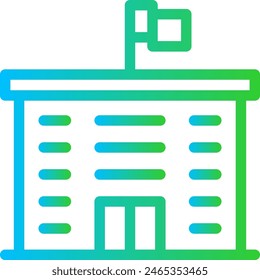 School real estate icon with blue and green gradient outline style. education, school, student, back, study, concept, book. Vector Illustration