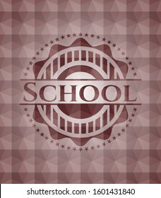 School red badge with geometric pattern background. Seamless.