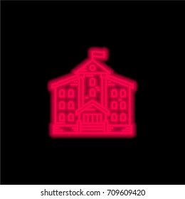 School red glowing neon ui ux icon. Glowing sign logo vector