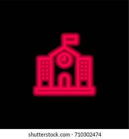 School red glowing neon ui ux icon. Glowing sign logo vector