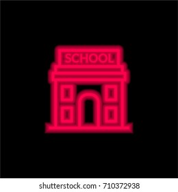 School red glowing neon ui ux icon. Glowing sign logo vector