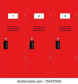 school red  locker have air ventilation vector