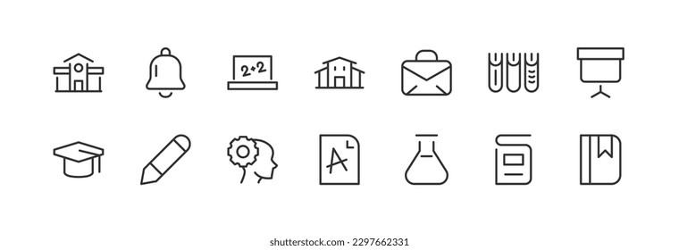 school related icon set. Editable stroke. Pixel Perfect 24x24px icons