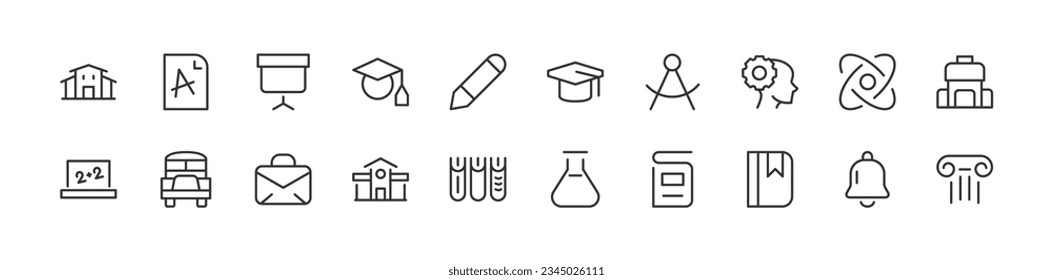 school related icon set. Editable stroke. Pixel Perfect 24x24px icons