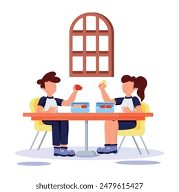 School Reopening Flat Style Illustrations 
