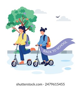 Wiedereröffnung der Schule Flat Style Illustrationen 
