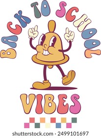 School retro groovy mascot with quote