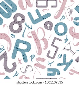 School retro lettering seamless pattern.