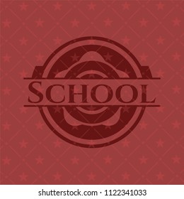 School retro style red emblem