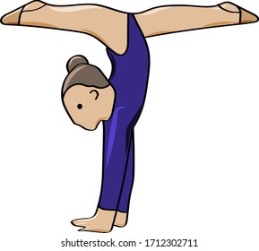 school of rhythmic gymnastics, a little gymnast does an exercise