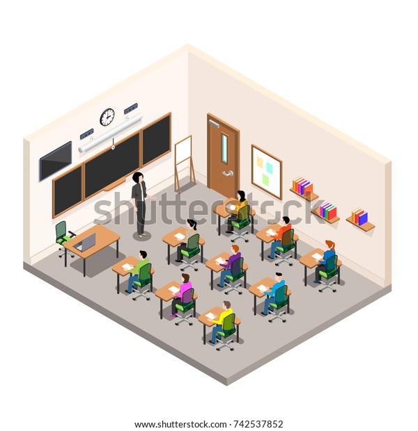 School Room Study Classroom Desks School Stock Vector Royalty