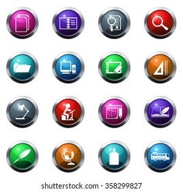 School round glossy web icon set