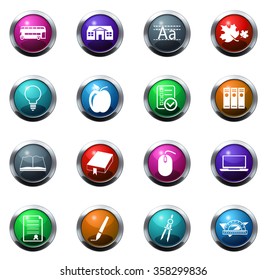 School round glossy web icon set