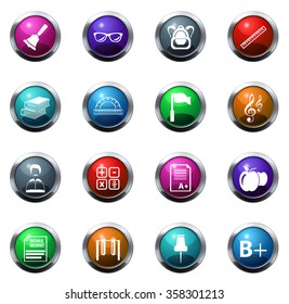 School round glossy web icon set