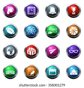 School round glossy web icon set