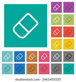 school rubber outline multi colored flat icons on plain square backgrounds. Included white and darker icon variations for hover or active effects.