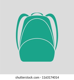 School rucksack  icon. Gray background with green. Vector illustration.