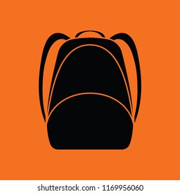 School rucksack  icon. Orange background with black. Vector illustration.