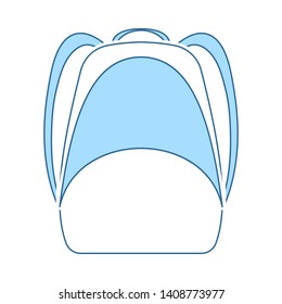 School Rucksack Icon. Thin Line With Blue Fill Design. Vector Illustration.
