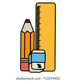 school rule with eraser and pencil