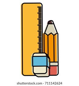 school rule with eraser and pencil