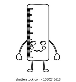 school ruler comic character kawaii