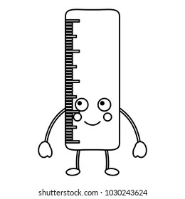 school ruler comic character kawaii