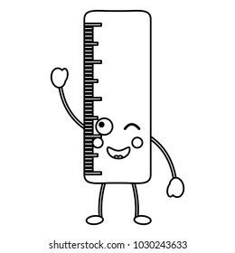 school ruler comic character kawaii