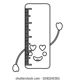 school ruler comic character kawaii