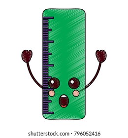 school ruler comic character kawaii