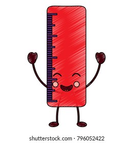 school ruler comic character kawaii