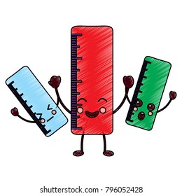school ruler comic character kawaii