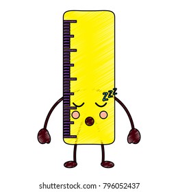 school ruler comic character kawaii