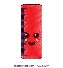 school ruler comic character kawaii