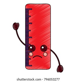 school ruler comic character kawaii